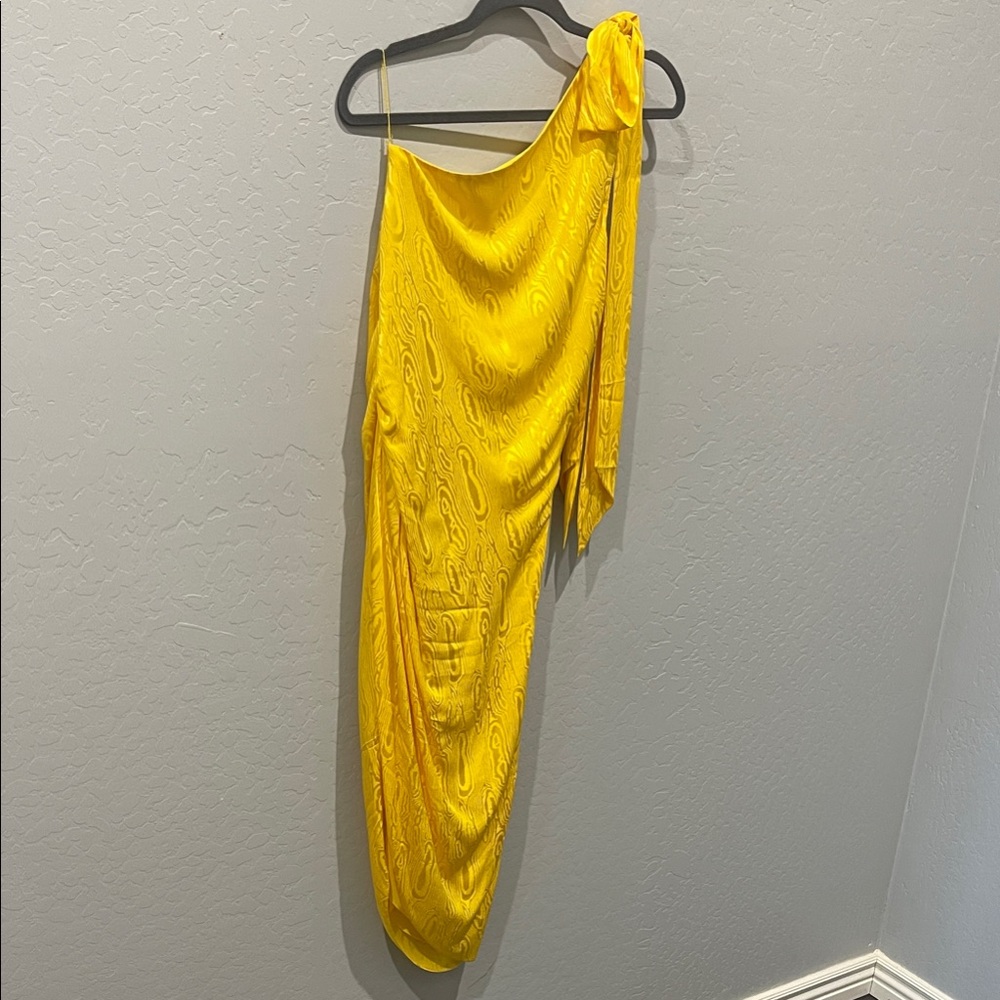 Ramy Brook Zoey One-Shoulder Dress in Lemon Sz L NWOT